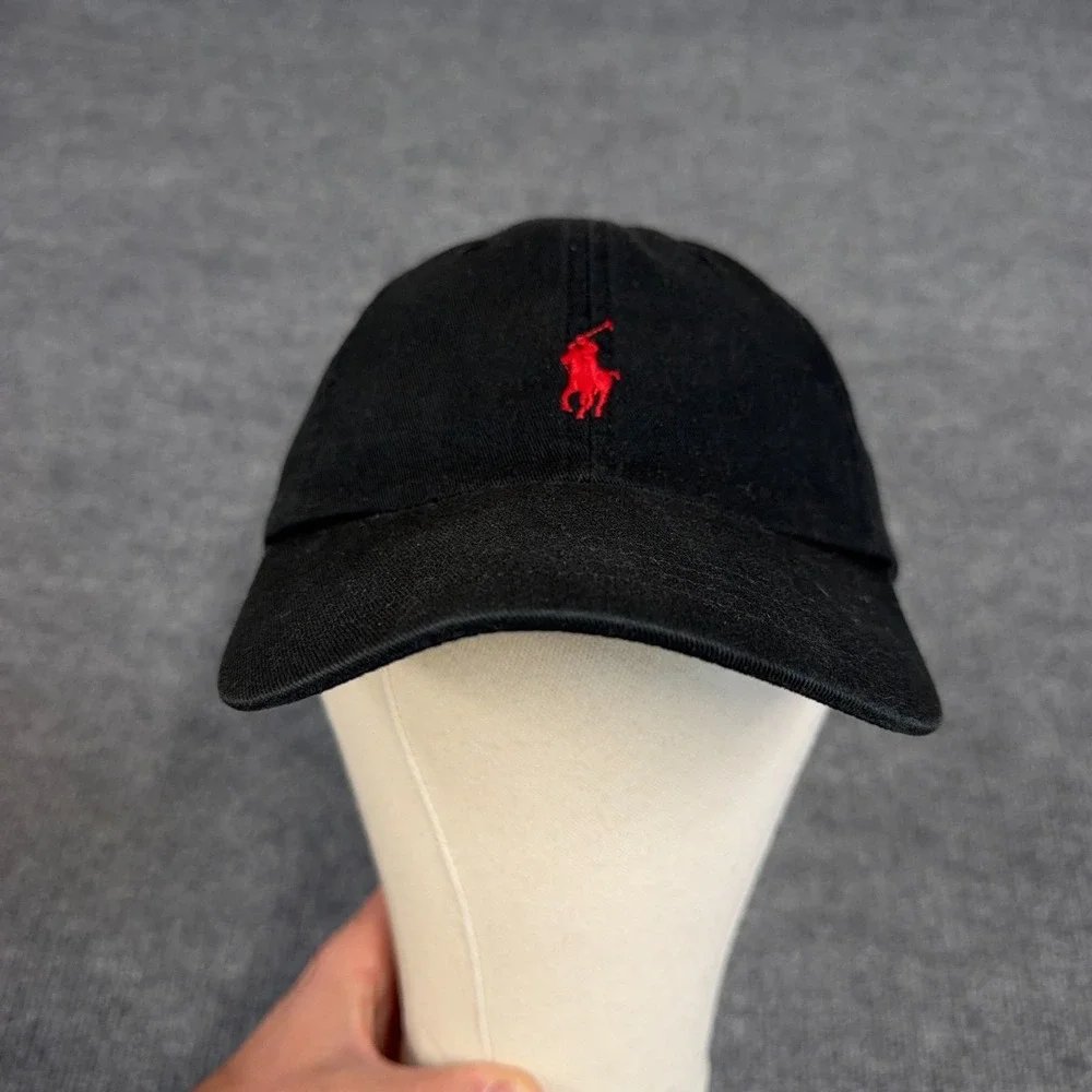 Polo Ralph Lauren Dad Hat Cap Strap Back Strapback Black Red Pony Logo Bred